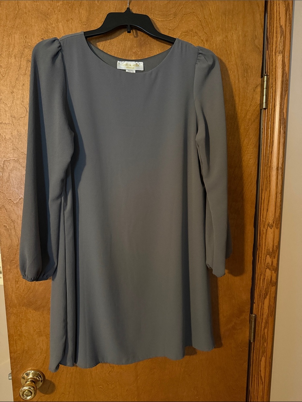 Long-Sleeve Gray A-Line Dress